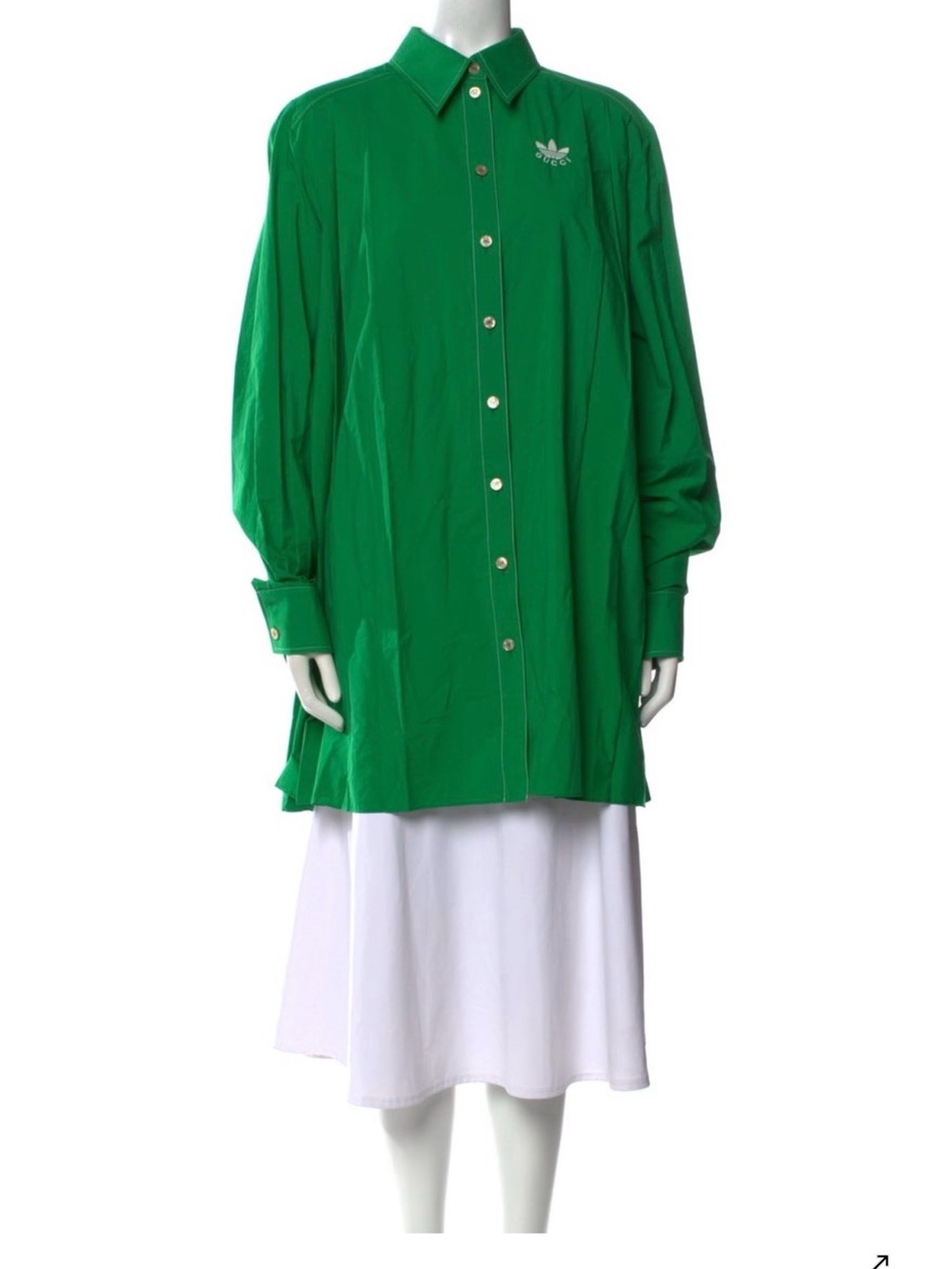 Gucci Adidas Green Button-Front Mini Dress Large